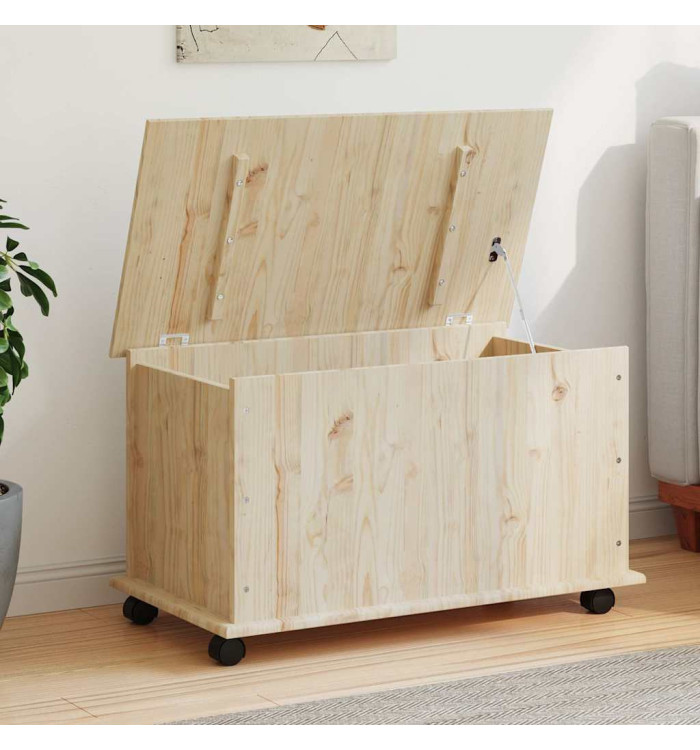 Coffre de rangement à roulettes ALTA 73x39,5x43 cm bois de pin | Mobilier & Déco