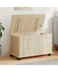 Coffre de rangement à roulettes ALTA 73x39,5x43 cm bois de pin | Mobilier & Déco