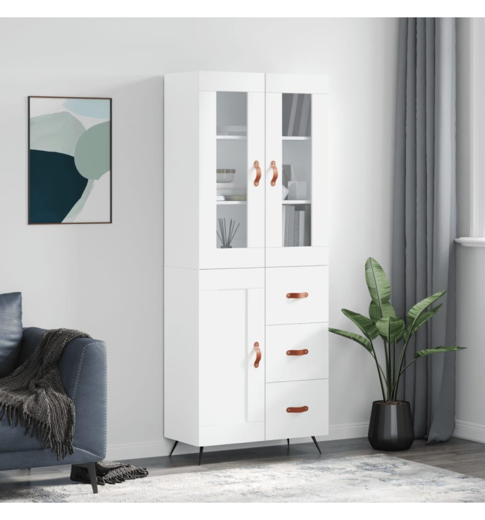 Buffet haut Blanc 69,5x34x180 cm Bois d'ingénierie | Mobilier & Déco