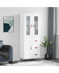 Buffet haut Blanc 69,5x34x180 cm Bois d'ingénierie | Mobilier & Déco