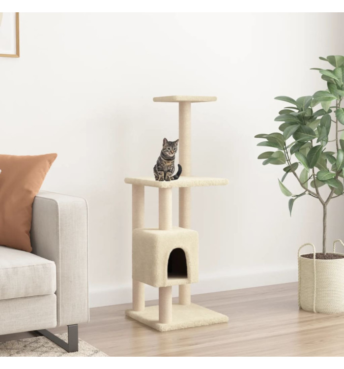 Arbre à chat avec griffoirs en sisal Crème 104 cm | Mobilier & Déco
