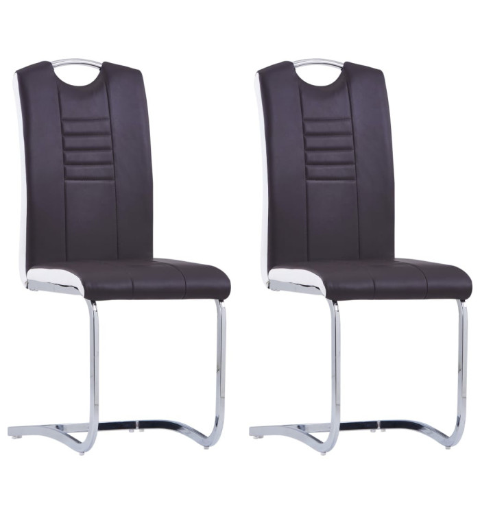 Chaises à manger cantilever lot de 2 marron similicuir | Mobilier & Déco