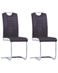 Chaises à manger cantilever lot de 2 marron similicuir | Mobilier & Déco