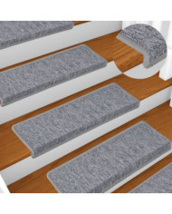 Tapis d'escalier 15 pcs 65x21x4 cm Blanc et gris | Mobilier & Déco