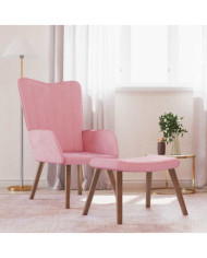 Chaise de relaxation avec repose-pied Rose Velours | Mobilier & Déco