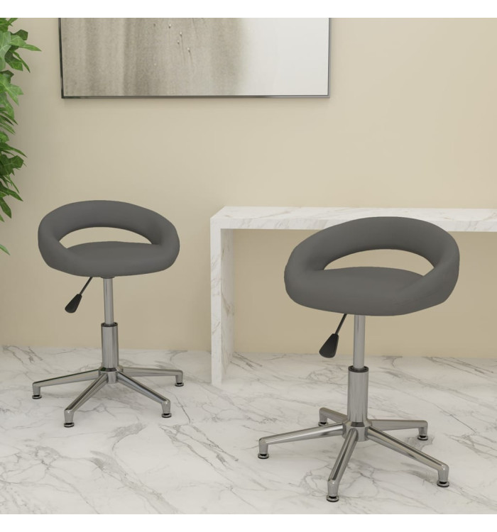 Chaises pivotantes à manger lot de 2 gris similicuir | Mobilier & Déco