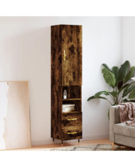 Buffet haut Chêne fumé 34,5x34x180 cm Bois d'ingénierie | Mobilier & Déco