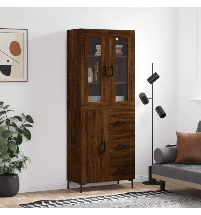 Buffet haut Chêne marron 69,5x34x180 cm Bois d'ingénierie | Mobilier & Déco