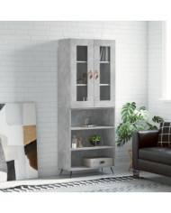 Buffet haut Gris béton 69,5x34x180 cm Bois d'ingénierie | Mobilier & Déco