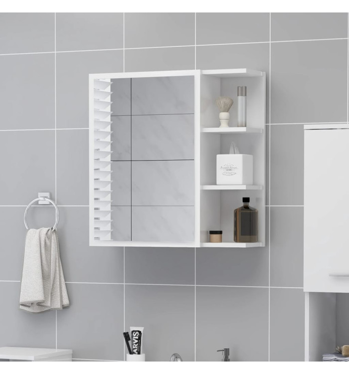 Armoire à miroir salle de bain Blanc brillant Bois d’ingénierie | Mobilier & Déco