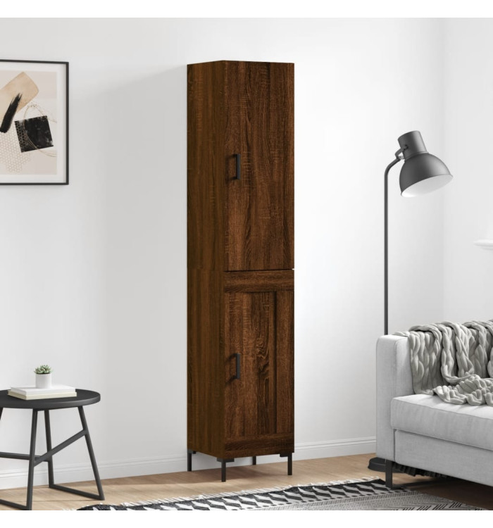 Buffet haut Chêne marron 34,5x34x180 cm Bois d'ingénierie | Mobilier & Déco