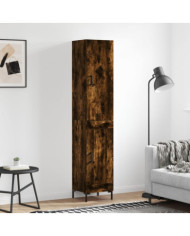 Buffet haut Chêne fumé 34,5x34x180 cm Bois d'ingénierie | Mobilier & Déco