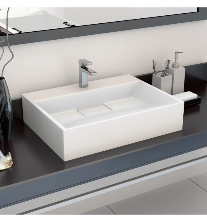 Lavabo 50x38x13 cm Fonte minérale/marbre Blanc | Mobilier & Déco