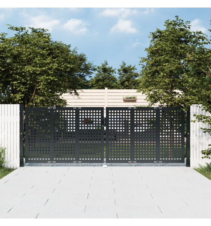 Portail de jardin anthracite 300 x 150 cm acier | Mobilier & Déco