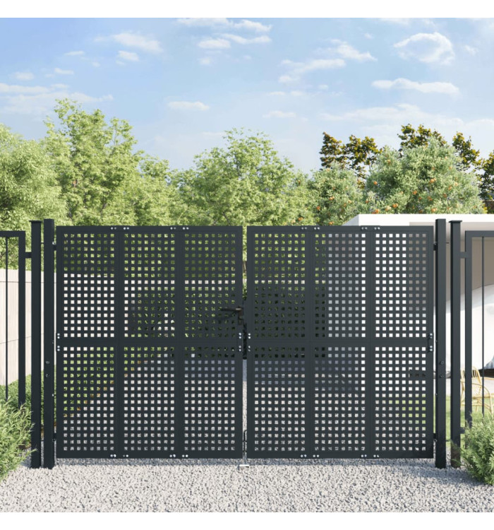 Portail de jardin anthracite 300 x 200 cm acier | Mobilier & Déco
