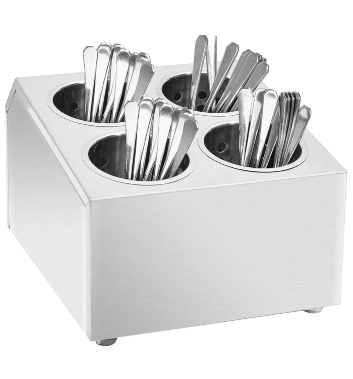 Porte-couverts 4 grilles Carré Acier inoxydable | Mobilier & Déco
