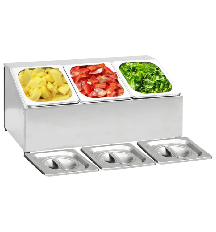 Récipient Gastronorm avec 3 bacs GN 1/6 Acier inoxydable | Mobilier & Déco