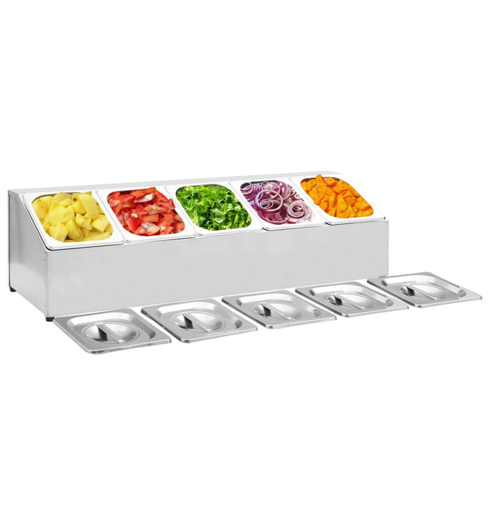 Récipient Gastronorm avec 5 bacs GN 1/6 Acier inoxydable | Mobilier & Déco