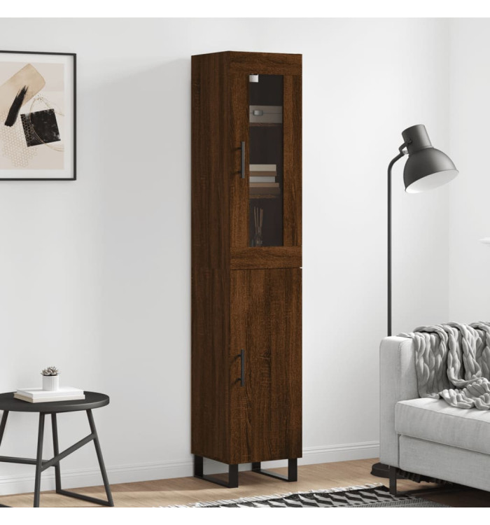 Buffet haut Chêne marron 34,5x34x180 cm Bois d'ingénierie | Mobilier & Déco