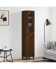 Buffet haut Chêne marron 34,5x34x180 cm Bois d'ingénierie | Mobilier & Déco