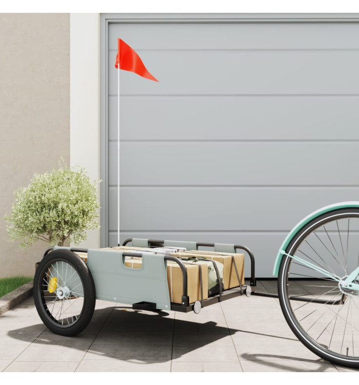 Remorque de vélo gris tissu oxford et fer | Mobilier & Déco