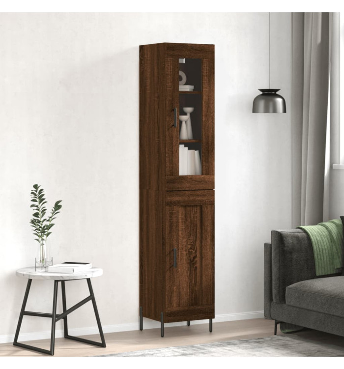 Buffet haut Chêne marron 34,5x34x180 cm Bois d'ingénierie | Mobilier & Déco