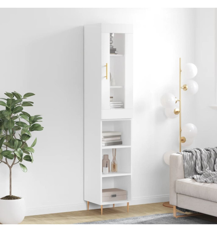 Buffet haut Blanc 34,5x34x180 cm Bois d'ingénierie | Mobilier & Déco