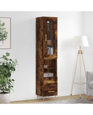 Buffet haut Chêne fumé 34,5x34x180 cm Bois d'ingénierie | Mobilier & Déco