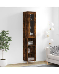 Buffet haut Chêne fumé 34,5x34x180 cm Bois d'ingénierie | Mobilier & Déco