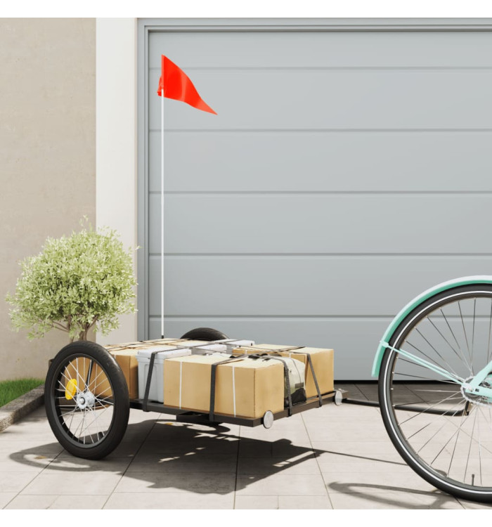 Remorque de vélo noir 135x68x37 cm fer | Mobilier & Déco