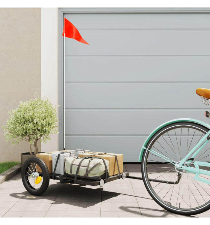 Remorque de vélo noir 122x53x28 cm fer | Mobilier & Déco