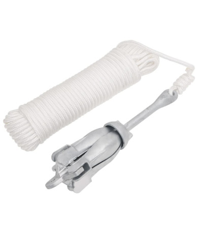 Ancre pliable avec corde argenté 3,2 kg fer malléable | Mobilier & Déco