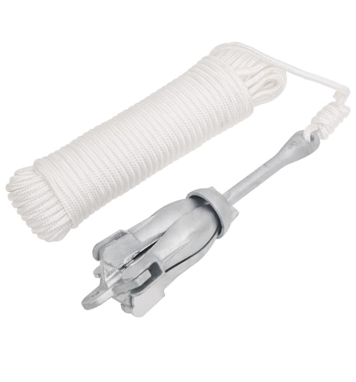 Ancre pliable avec corde argenté 3,2 kg fer malléable | Mobilier & Déco