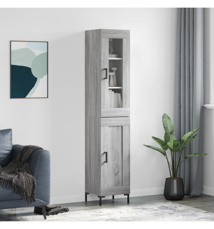 Buffet haut Sonoma gris 34,5x34x180 cm Bois d'ingénierie | Mobilier & Déco