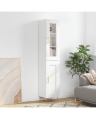 Buffet haut Blanc brillant 34,5x34x180 cm Bois d'ingénierie | Mobilier & Déco