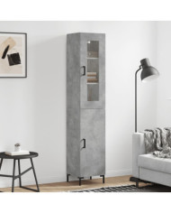 Buffet haut Gris béton 34,5x34x180 cm Bois d'ingénierie | Mobilier & Déco