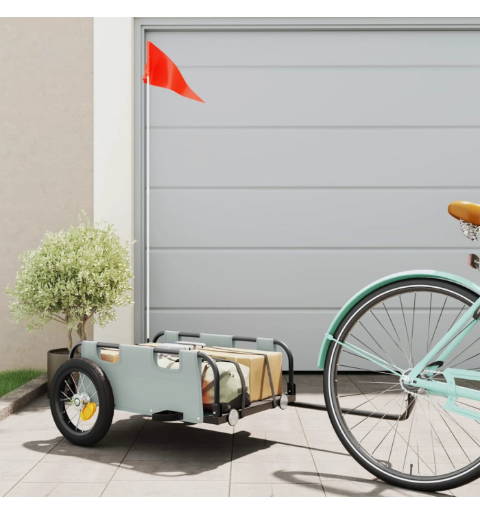 Remorque de vélo gris tissu oxford et fer | Mobilier & Déco
