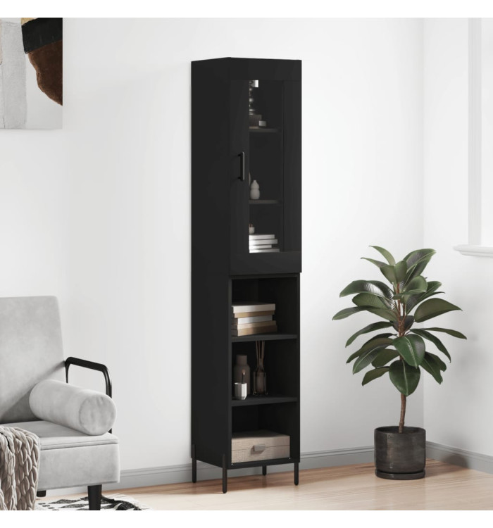 Buffet haut Noir 34,5x34x180 cm Bois d'ingénierie | Mobilier & Déco