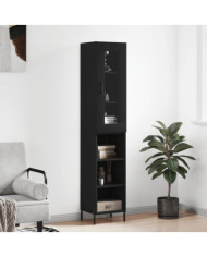 Buffet haut Noir 34,5x34x180 cm Bois d'ingénierie | Mobilier & Déco