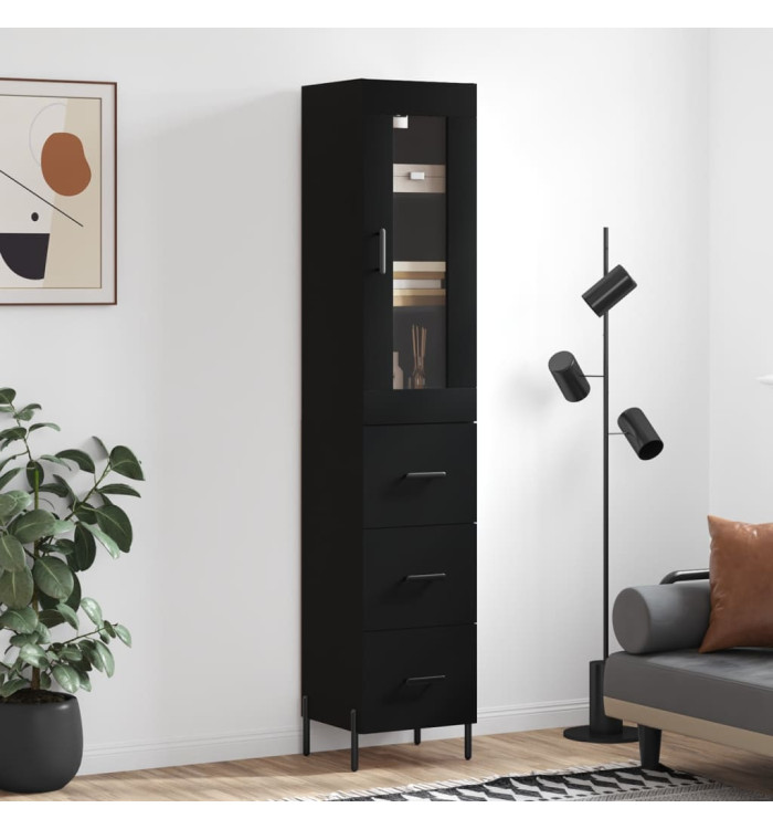 Buffet haut Noir 34,5x34x180 cm Bois d'ingénierie | Mobilier & Déco