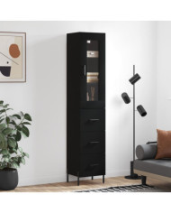 Buffet haut Noir 34,5x34x180 cm Bois d'ingénierie | Mobilier & Déco