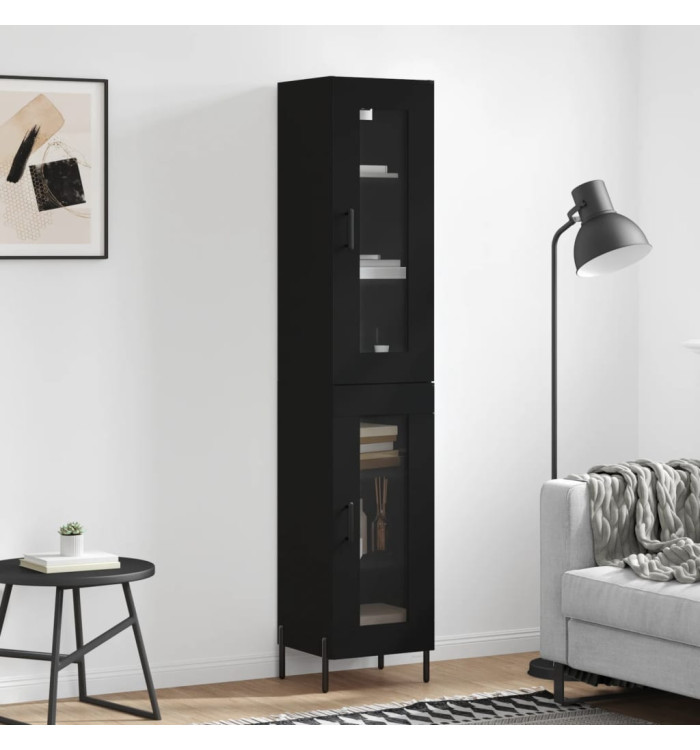 Buffet haut Noir 34,5x34x180 cm Bois d'ingénierie | Mobilier & Déco