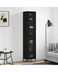 Buffet haut Noir 34,5x34x180 cm Bois d'ingénierie | Mobilier & Déco