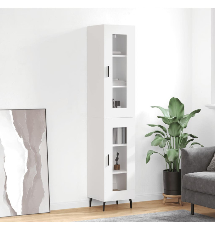 Buffet haut Blanc 34,5x34x180 cm Bois d'ingénierie | Mobilier & Déco