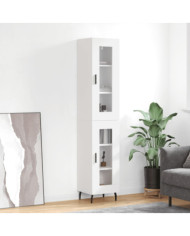 Buffet haut Blanc 34,5x34x180 cm Bois d'ingénierie | Mobilier & Déco