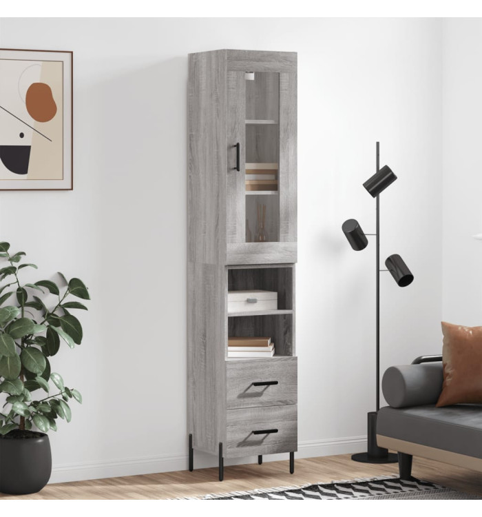 Buffet haut Sonoma gris 34,5x34x180 cm Bois d'ingénierie | Mobilier & Déco
