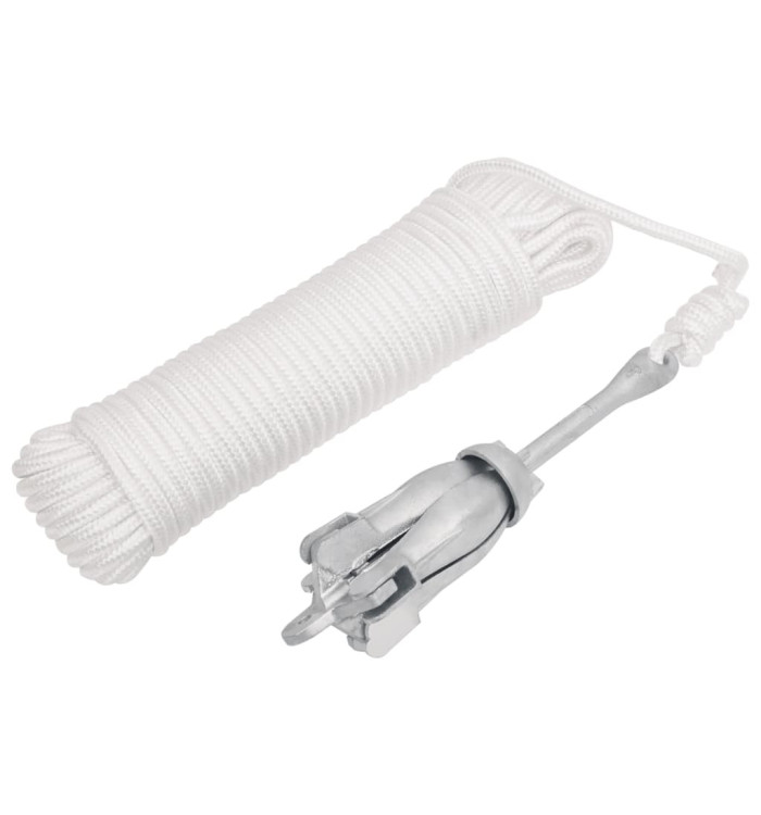 Ancre pliable avec corde argenté 1,5 kg fer malléable | Mobilier & Déco
