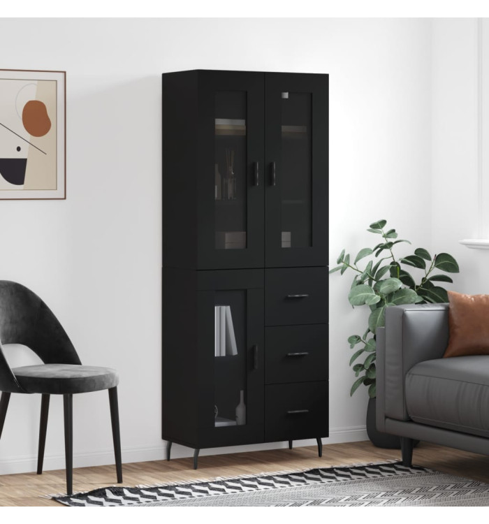 Buffet haut Noir 69,5x34x180 cm Bois d'ingénierie | Mobilier & Déco