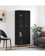 Buffet haut Noir 69,5x34x180 cm Bois d'ingénierie | Mobilier & Déco