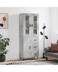 Buffet haut Gris béton 69,5x34x180 cm Bois d'ingénierie | Mobilier & Déco